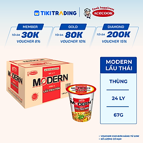 Thùng 24 Ly Mì Morden Lẩu Thái Tôm (67g x 24 ly)