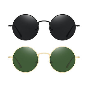 2Pcs Unisex Fashion Round Lens Sunglasses Punk Shades Rave Club Eyewear Gift