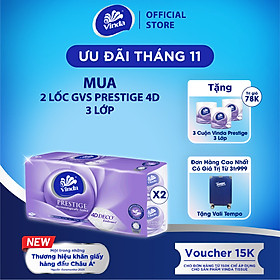 Giấy vệ sinh cao cấp Vinda Prestige 4D 3 lớp (8 Cuộn)