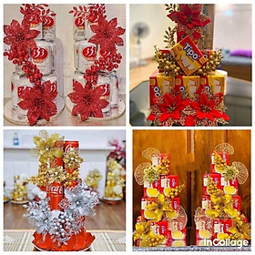 Set hoa phụ kiện làm tháp bánh Tết kèm đế trang trí