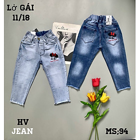 Quần jeans bé gái, quần lỡ cho bé gái size 17-28kg chất jeans co giãn dễ mặc