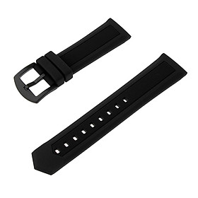 Waterproof Black Silicone Rubber Sport Replace Watch Band Strap 19mm-24mm with Brushed Stainless Steel Buckle