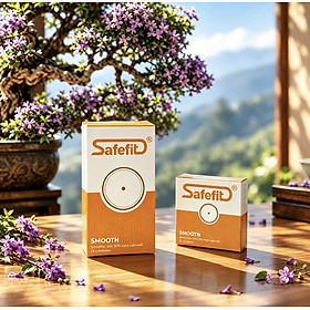 Combo mua Hộp 12Cái tặng hộp 3Cái- Bao cao su Safefit Smooth, eo thắt chống tuột, tạo cảm giác chân thật