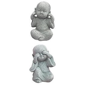 Hình ảnh 2x Monk Statue Small Buddha Little Monk Car Accessories Ornaments