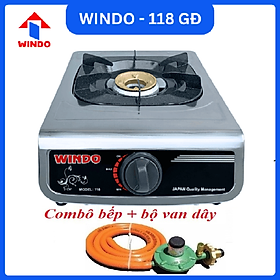 Mua Bếp Gas Đơn Mặt Inox WINDO - 118 ĐG | Bếp gas đơn để bàn điếu gang tiết kiệm gas- Hàng chính hãng