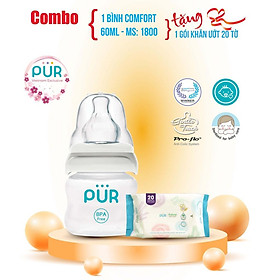 Bình sữa cổ thường Pur - Comfort Feeder 60ml cho bé sơ sinh
