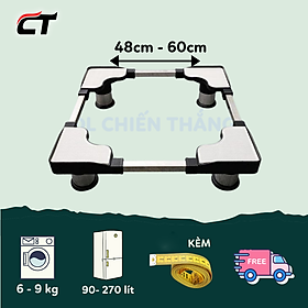Chân đỡ máy giặt tủ lạnh đa năng 48cm đến 60cm INOX dày 1mm  Hàng Chính Hãng