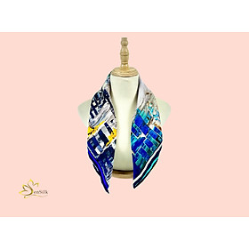 Printed Silk Scarf 100% Mulberry Silk - Khăn Vuông Lụa in SenSilk KLVI03 - Vietnam Gift