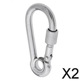2xStainless Steel Safety Carabiner Spring Screwgate for Camping Hammock 6x60mm