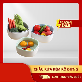 Chậu Rửa Kèm Rổ Đựng - Rổ Rửa Rau Củ Kèm Chậu Đa Năng - Nhựa ABS Cao Cấp Dày Dặn