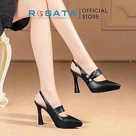 Sandal cao gót thời trang nữ bít mũi ROSATA RO601 - 9p - Đen, Trắng - HÀNG VIỆT NAM - BKSTORE