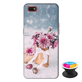 Ốp lưng điện thoại Oppo A1K hình Hoa Tình Yêu tặng kèm giá đỡ điện thoại iCase xinh xắn - Hàng chính hãng