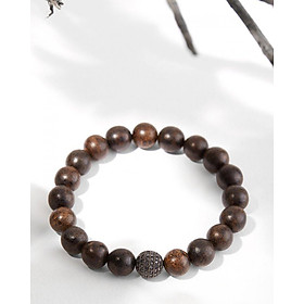Vòng Tay Trầm Hương Charm Bạc 925 Đá Đen