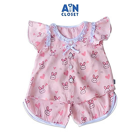 Bộ quần áo ngắn bé gái Họa tiết Thỏ hồng - AICDBGTD5MYP - AIN Closet