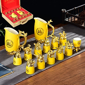 Bộ Bình 12 Ly Rượu Hình Con Giáp - DRU Hàng Chính Hãng