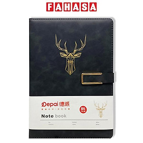 Sổ Bìa Da B5 Có Nút Gài - Kẻ Ngang - 200 Trang 80gsm - Depai 18-88 - Màu Đen