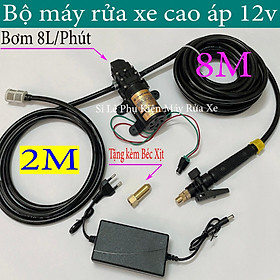 Mua Máy bơm rửa xe tăng áp lực nước - Bộ máy rửa xe cao áp 12v Việt Nhật kèm nguồn  bơm phun sương tưới cây làm mát
