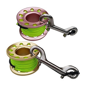 Pack of 2 15m/49.21ft Aluminum Alloy Lightweight Scuba Diving Finger Spool Reel + Bolt Snap Hook