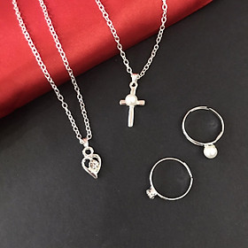 Set thời trang nữ 2 dây chuyền và 2 nhẫn ngọc trai