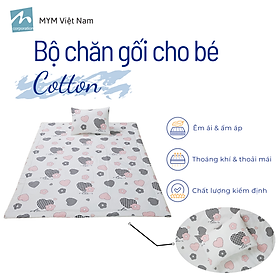Bộ chăn gối cho bé đi học mẫu giáo MYM chất vải Cotton thấm hút, thoáng khí