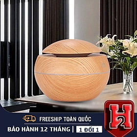 Tặng Kèm Tinh Dầu Máy Xông Tinh Dầu Hình Tròn Vân Gỗ