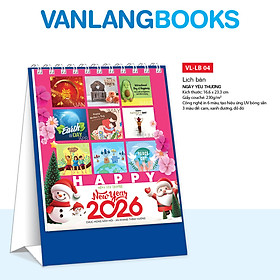 Lịch Bàn 2026 – Ngày Yêu Thương | Lịch Để Bàn Vanlangbooks | Mã: VLLB04 - Màu Xanh
