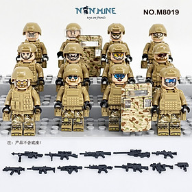 Đồ Chơi Lắp Ráp Minifigures Combo 12 Lính Quân Đội Army Sa Mạc Giáp Vàng M8019