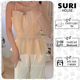 Áo hai dây kiểu thiết kế cách điệu có đệm ngực chất tơ Hàn phù hợp đi chơi dự tiệc, du lịch cafe - Surihouse