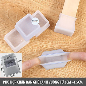 COMBO 4 Miếng Lót Chân Bàn Ghế Silicone Bọc Chân Bàn Ghế Vuông & Tròn Tiện Lợi - COMBO 4 Vuông Trắng