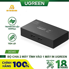 Bộ chia USB 2 máy tính dùng chung 1 máy in Ugreen 30345-Hàng chính hãng
