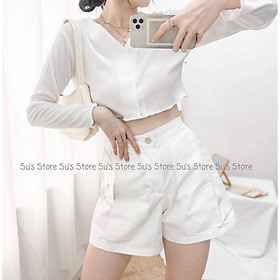 (ảnh thật) ÁO CROPTOP DÀI TAY NĂNG ĐỘNG