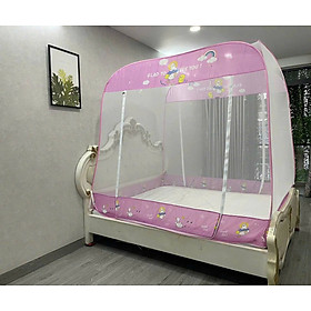 Mua Màn Chụp   Mùng Chụp Cao Cấp Mộc Miên Đỉnh Vuông - Kích Thước 1 8mx2m ( Trắng Viền Hồng )