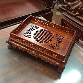 Mua KHAY TRÀ CHÂN QUỲ BẰNG GỖ HƯƠNG CAO CẤP HÀNG PU KT :37X27 CM -  TƯ VẤN MIỄN PHÍ