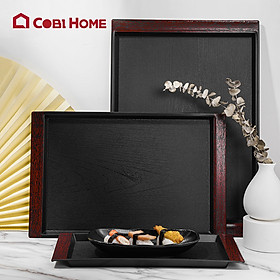 Mua Khay phục vụ bằng nhựa  mâm bê đồ bặng nhựa phong cách Nhật màu đen - 3size