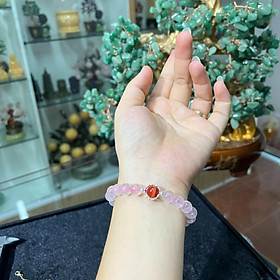 Vòng Thạch Anh Hồng Mix Charm Bạc & Hạt Mã Não Đỏ – Đá Tự Nhiên Sang Trọng Dành Cho Nữ
