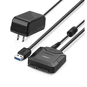 USB 3.0 ra SATA III Cáp chuyển đổi cho hdd SSD 3.5 - 2.5inch kèm nguồn 12v Ugreen 108UC20636CR- Hàng chính hãng