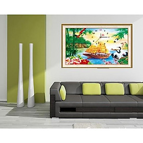 Tranh thêu thuận buồm xuôi gió đồng hồ A1169 - kích thước: 60 * 43cm. (TRANH CHƯA LÀM)