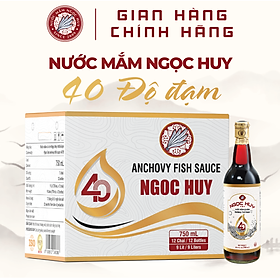 Thùng Nước Mắm Ngọc Huy 40 Độ Đạm - 12 Chai x 750ml