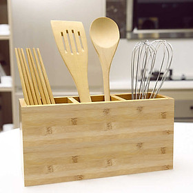 Hộp Gỗ Tre Đựng Muỗng Đũa Dụng Cụ Nhà Bếp 3 Ngăn Treo Tường hoặc Để Bàn Gọn Nhẹ Tiện Lợi Chất Lượng Cao An Toàn Sức Khỏe - Hàng Việt Nam Sản Xuất