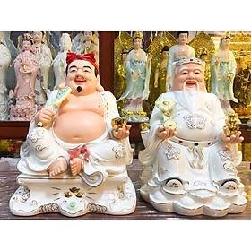 Mua  Đồ thờ cúng  Cặp tượng địa tài trắng thắt nơ  ngọc như ý xanh đường vẽ sắc sảo