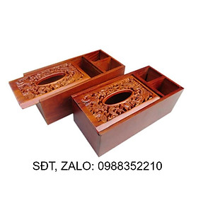 Mua Hộp đựng khăn giấy 3 ngăn bằng gỗ hương ta đỏ cao cấp (VTU6)