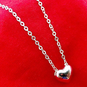 Dây chuyền nữ kèm mặt dây chuyền hình trái tim trơn phồng không gắn đá chất liệu bạc trang sức Bạc Quang Thản - QTBTS6