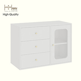 Mua HAPPY FURNITURE   Tủ lưu trữ 1 cửa kính 3 ngăn kéo - NOAH   TLT_066   100cm x 45cm x 70cm DxRxC
