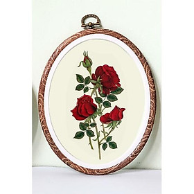 Mua Tranh thêu chữ thập HOA HÔNG CỔ BIG SIZE- KÈM KHUNG VÂN GỖ- DIY KIT NGUYÊN LIỆU TỰ THÊU thủ công- NA NA HANDMADE SHOP