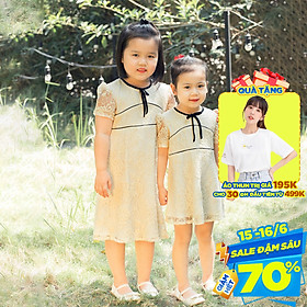 Đầm cho bé gái chất liệu ren phối viền dễ thương xinh xắn GUMAC DKA356 màu Kem ( dành cho bé gái từ 12 tháng đến 7 tuổi)