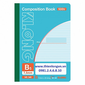 Sổ may dán gáy B5 - 500 trang; Klong 340 bìa xanh