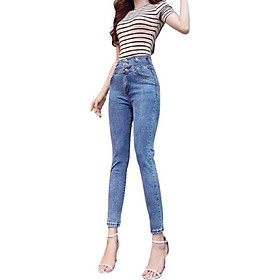 Quần jean nữ thời trang màu xanh cao cấp