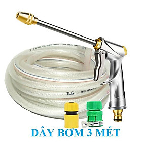 Bộ dây vòi xịt nước rửa xe,tưới cây .tăng áp 3 lần,loại 3m, 5m 206701-2 đầu đồng,cút,nối vàng+tặng túi đựng bút