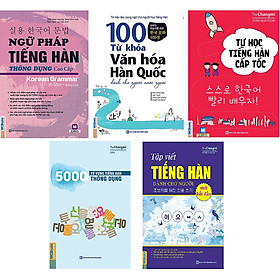 Tiếng Hàn combo 5 quyển: 1.Ngữ Pháp Tiếng Hàn Thông Dụng - Cao Cấp+ 2.100 Từ Khóa Văn Hóa Hàn Quốc Dành Cho Người Nước Ngoài+ 3.Tự Học Tiếng Hàn Cấp Tốc+ 4.5000 Từ Vựng Tiếng Hàn Thông Dụng+ 5.Tập Viết Tiếng Hàn Dành Cho Người Mới Bắt Đầu