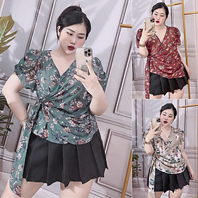 BIGSIZE 60-95KG ÁO VOAN VẠT CHÉO HOA